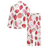 watercolor hand drawn beautiful strawberry pattern Men's Long Pajama Set