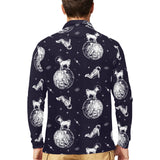 Chihuahua space helmet. astronaut pattern Men's Long Sleeve Polo Shirt