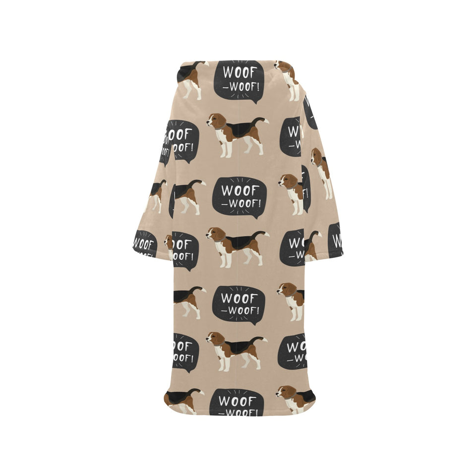 Beagle pattern Blanket Robe with Sleeves