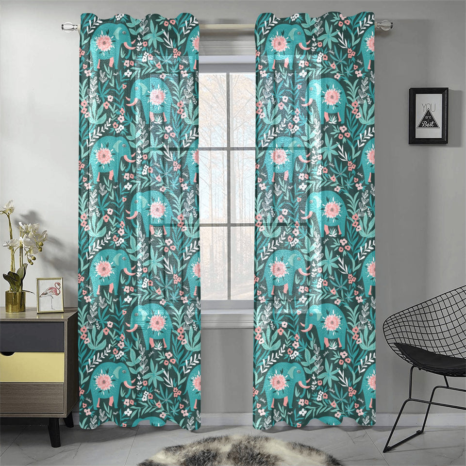 Elephants jungle pattern Gauze Curtain