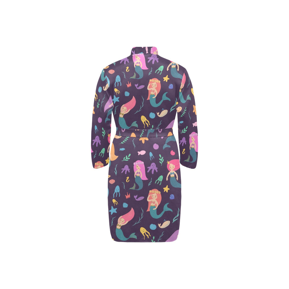 beautiful mermaid Fish jellyfish algae other marin Men's Long Sleeve Belted Night Robe