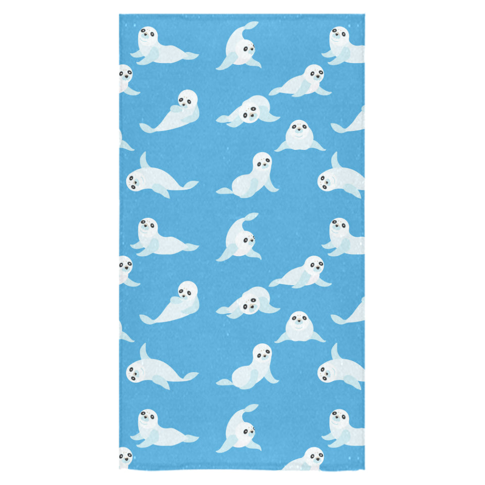 Cute sea lion seal pattern background Bath Towel