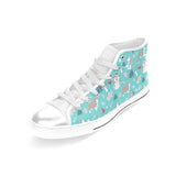 Christmas cute siberian husky puppie pattern Women's High Top Canvas Shoes White