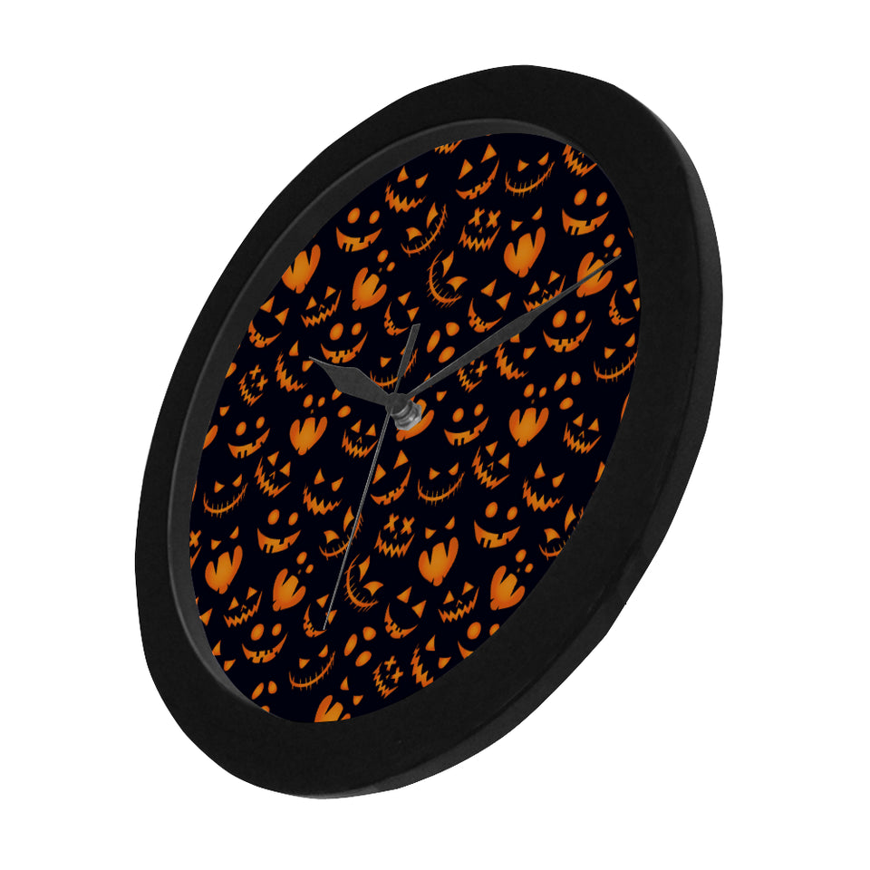 Halloween pattern Pumpkin background Elegant Black Wall Clock