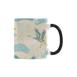 Bonsai bamboo stork japanese pattern cream theme Morphing Mug Heat Changing Mug