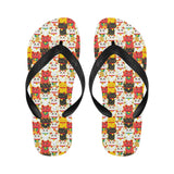 Colorful Maneki neko cat pattern Unisex Flip Flops