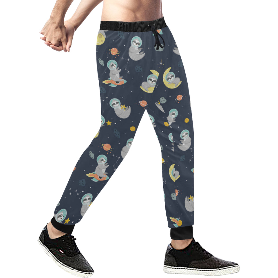 Cute sloth astronaut star planet rocket pattern Unisex Casual Sweatpants