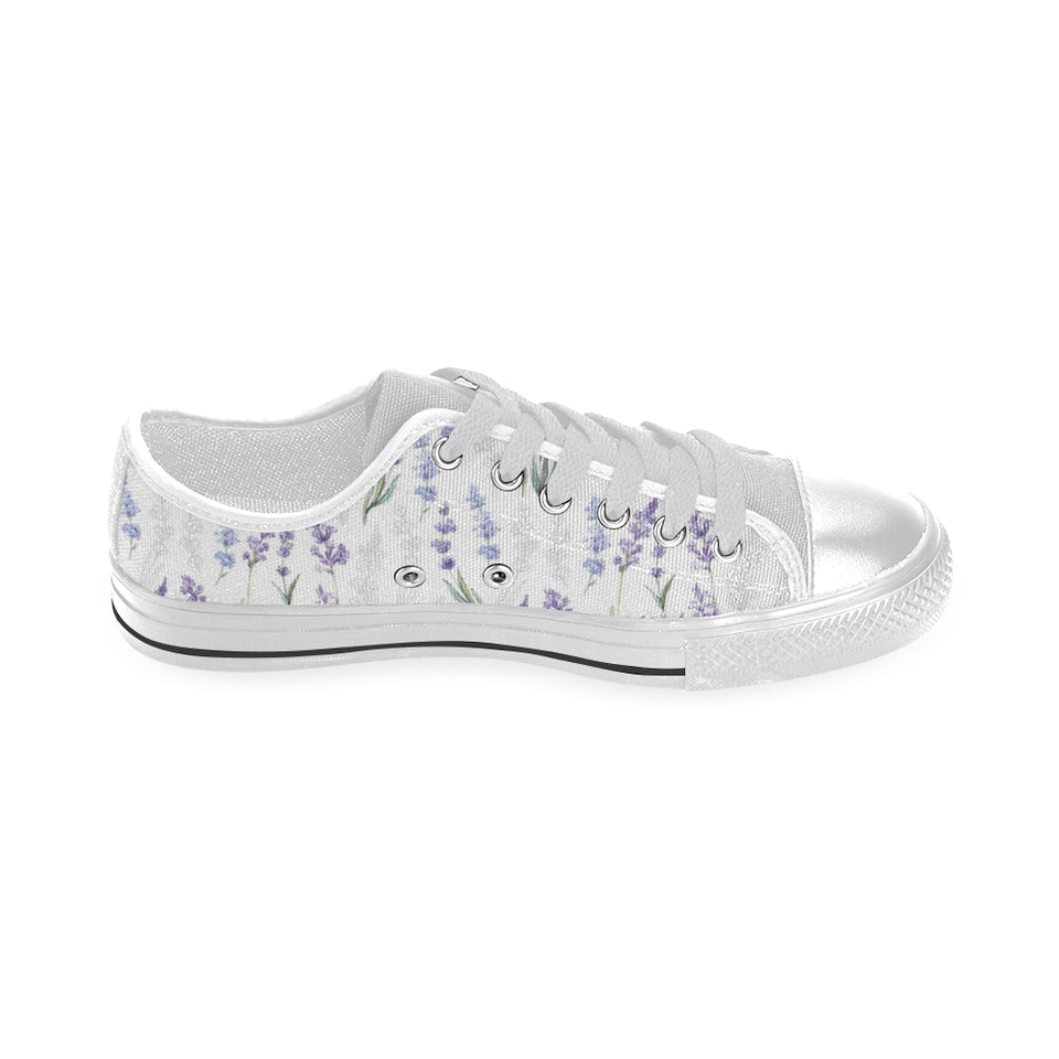 Hand painting Watercolor Lavender Men's Low Top Canvas Shoes White