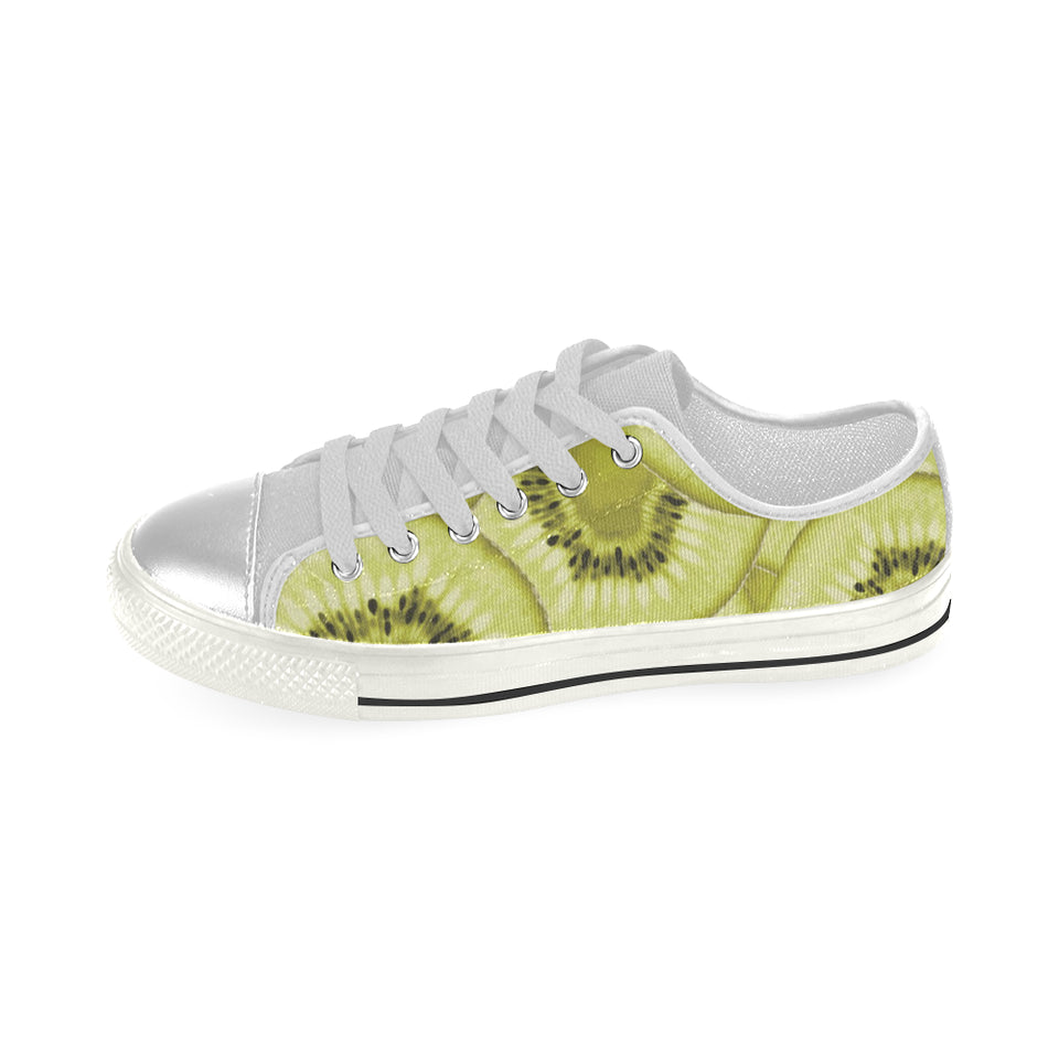 Sliced kiwi pattern Women's Low Top Canvas Shoes White