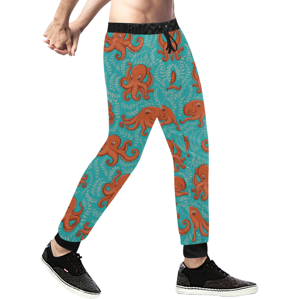 Octopus turquoise background Unisex Casual Sweatpants