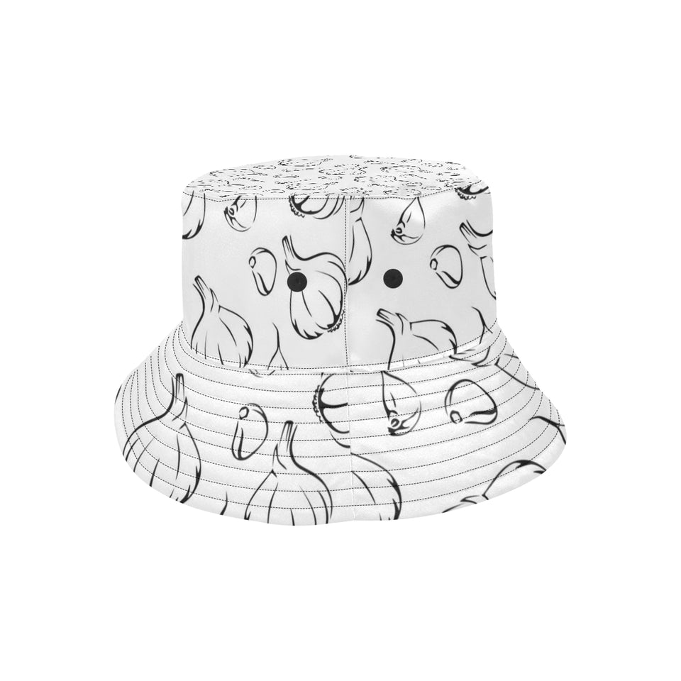 Garlic pattern black white Unisex Bucket Hat