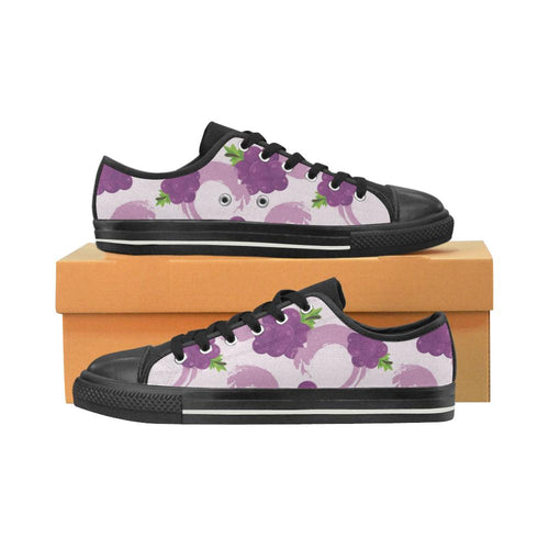 Cute Grape pattern Kids' Boys' Girls' Low Top Canvas Shoes Black