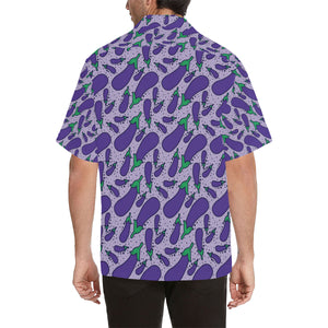 Eggplant Pattern Print Design 03 Men's All Over Print Hawaiian Shirt (Model T58)