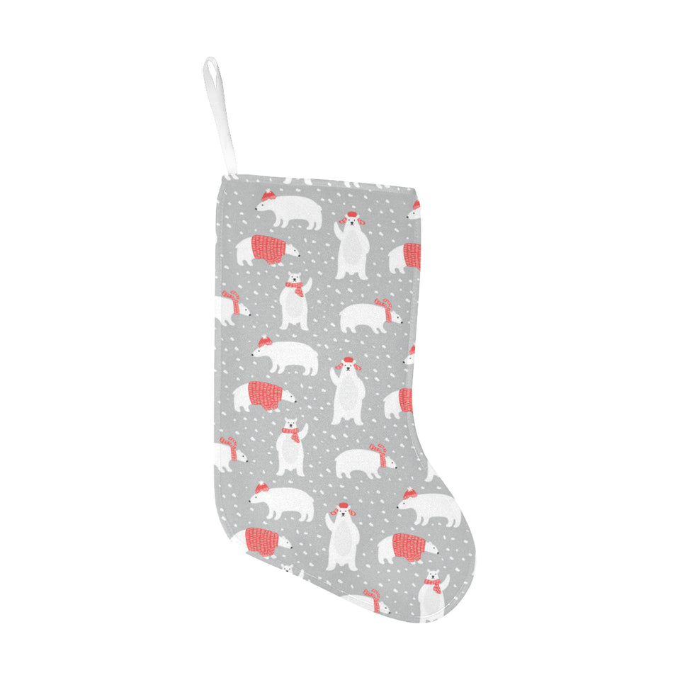 Cute polar bear christmas snow pattern Christmas Stocking