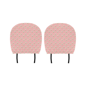 Cute hamster cheese pattern pink background Car Headrest Cover