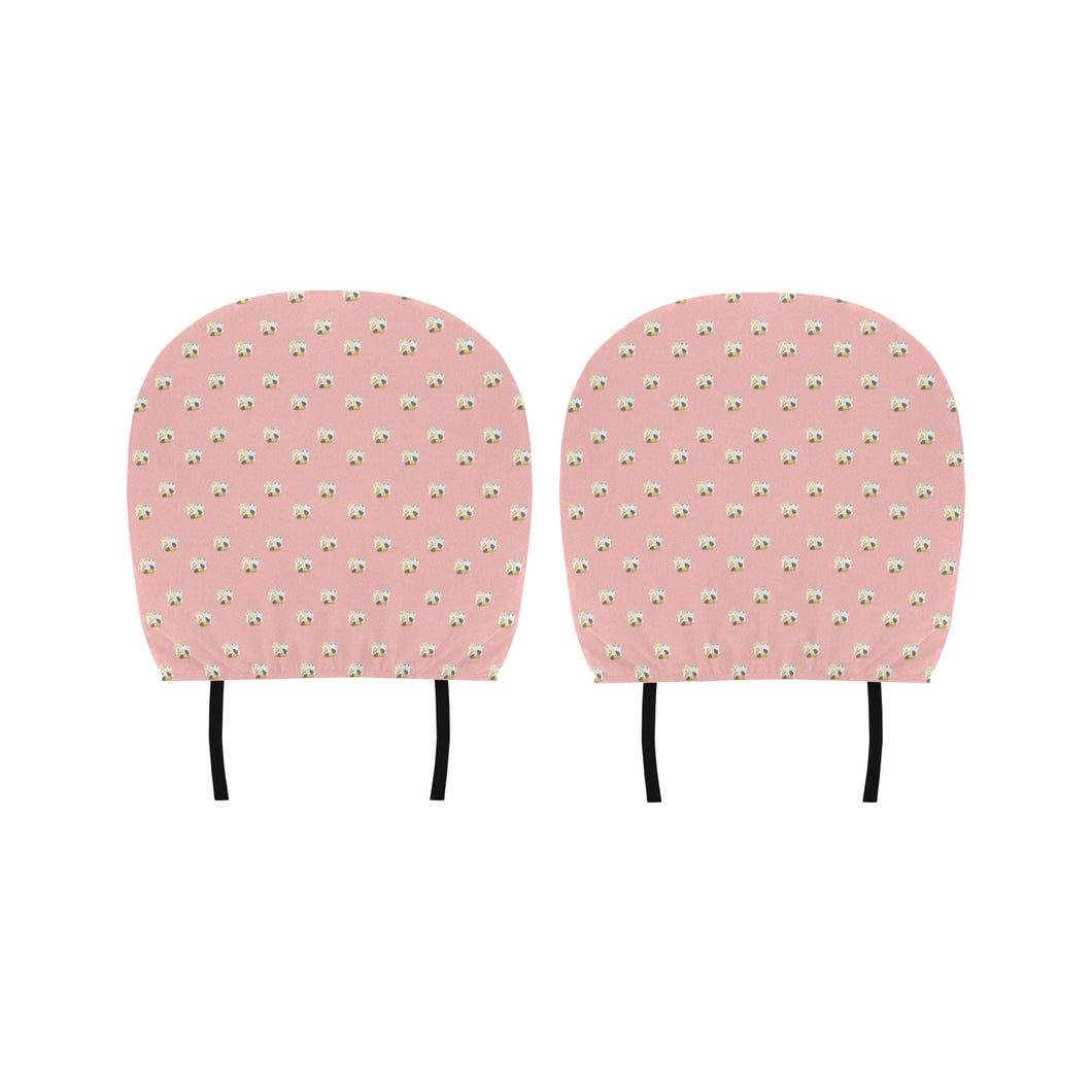 Cute hamster cheese pattern pink background Car Headrest Cover
