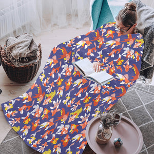 Goldfish Pattern Print Design 04 Blanket Robe with Sleeves