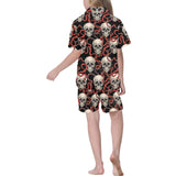 Red snake skull pattern Kids' Boys' Girls' V-Neck Short Pajama Set