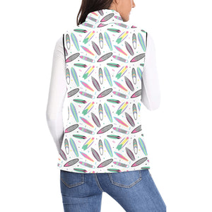Surfboard Pattern Print Design 04 Women's Padded Vest