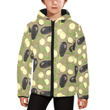 Eggplant Pattern Print Design 02 Kids' Boys' Girls' Padded Hooded Jacket