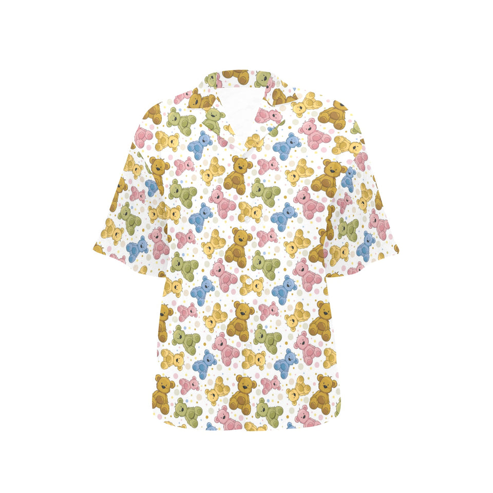 Teddy Bear Pattern Print Design 01 Women's All Over Print Hawaiian Shirt