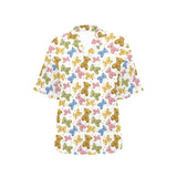 Teddy Bear Pattern Print Design 01 Women's All Over Print Hawaiian Shirt