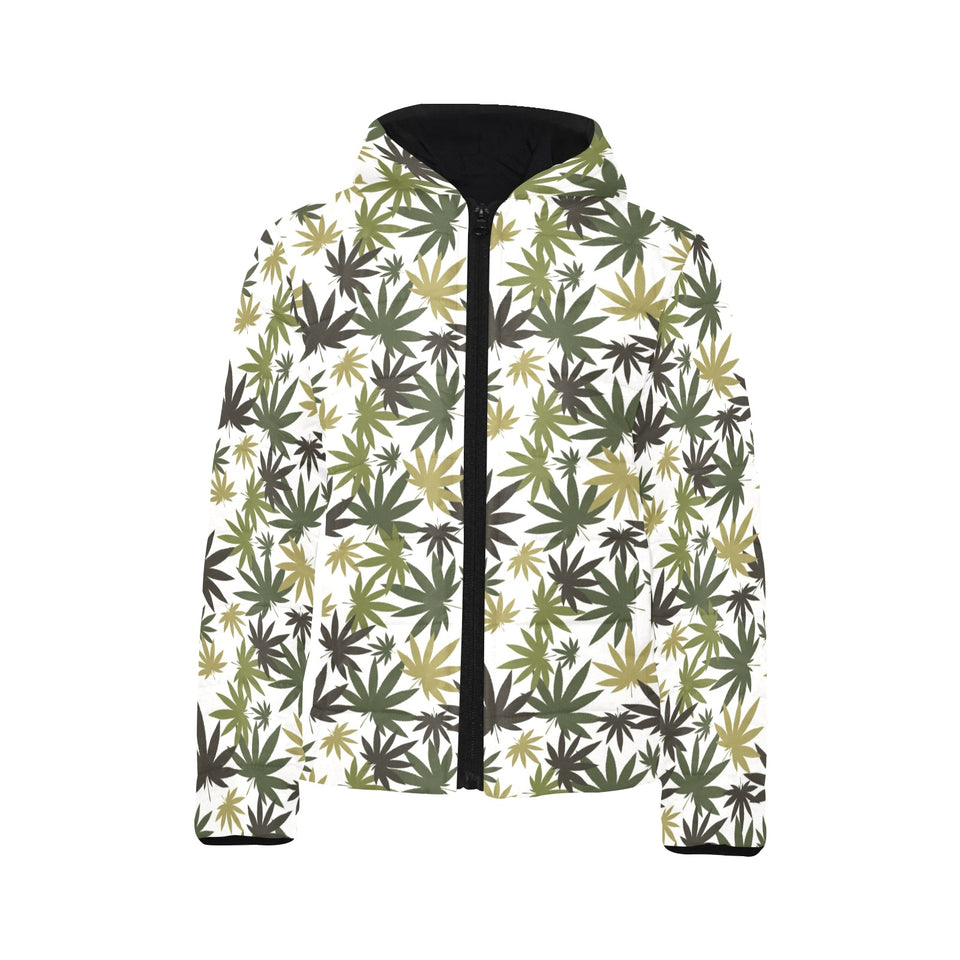 Canabis Marijuana Weed Pattern Print Design 05 Kids' Boys' Girls' Padded Hooded Jacket