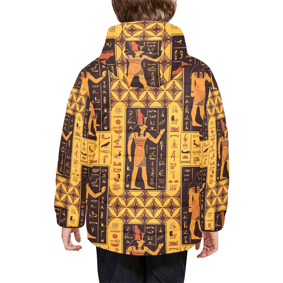 Egypt Hieroglyphics Pattern Print Design 05 Kids' Boys' Girls' Padded Hooded Jacket