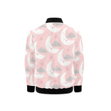 Cute moon cloud star pattern pink dot background Kids' Boys' Girls' Bomber Jacket