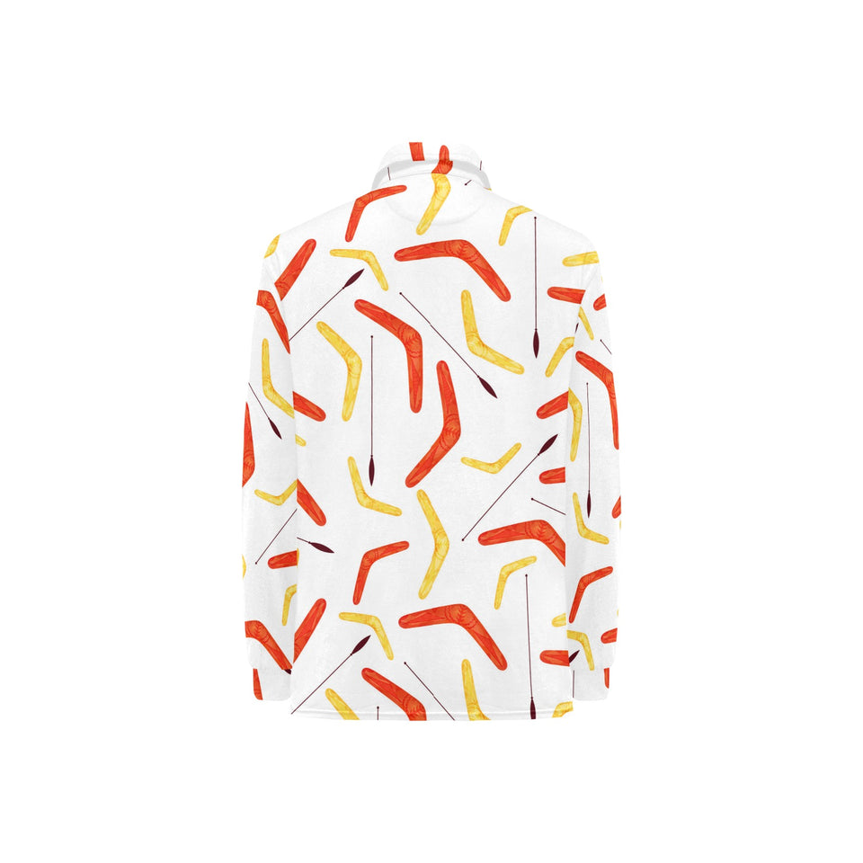 Waterclor boomerang Australian aboriginal ornament Women's Long Sleeve Polo Shirt