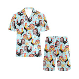 Rooster chicken cock snowfalke Men's V-Neck Short Pajama Set