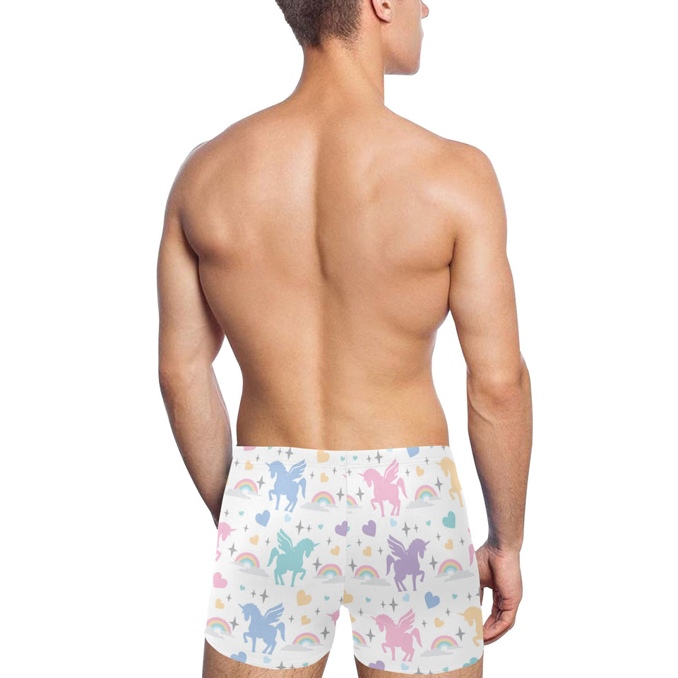 colorful unicorn rainbow heart pattern Men's Swimming Trunks