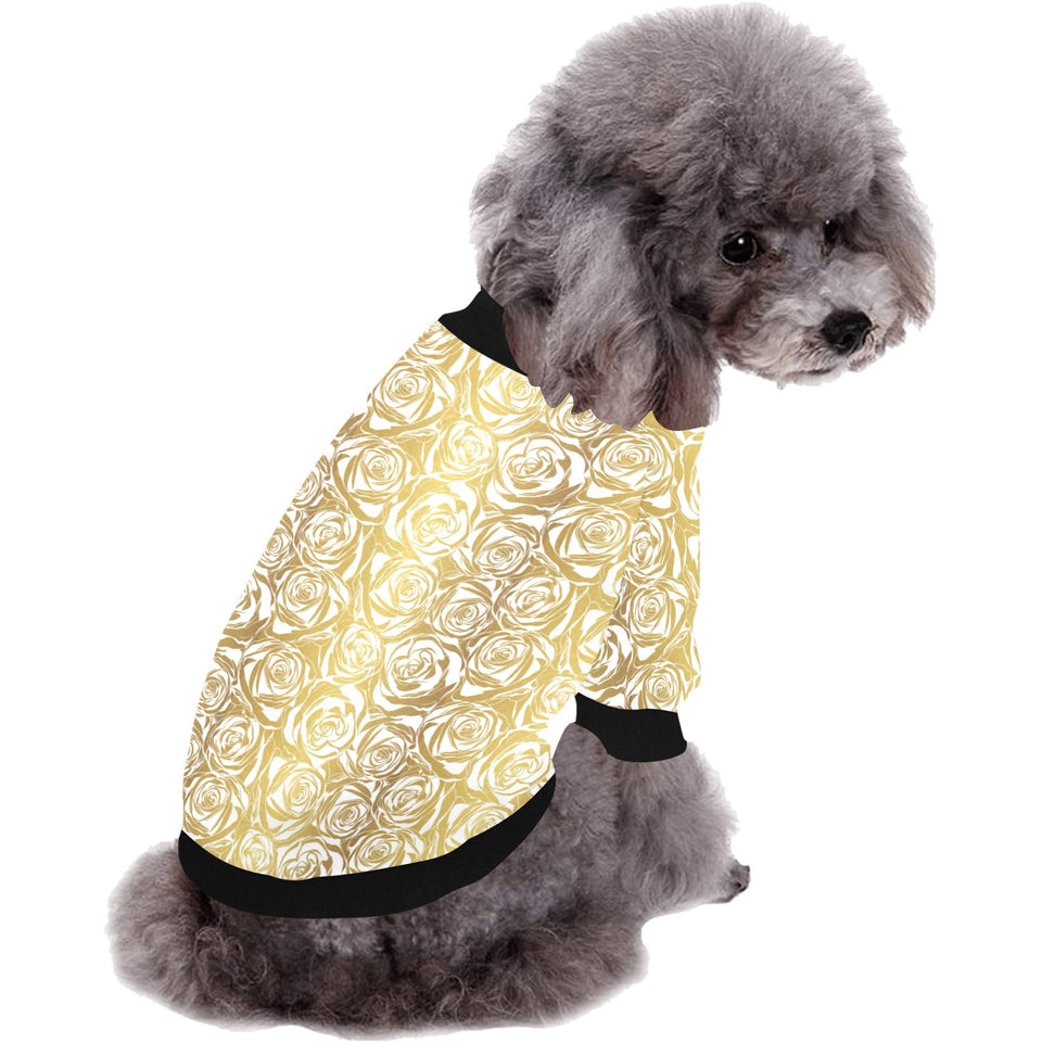 Rose Pattern Print Design 05 All Over Print Pet Dog Round Neck Fuzzy Shirt