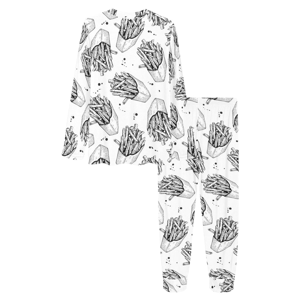 Hand drawn french fries pattern Women's All Over Print Pajama Set
