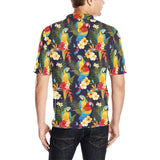 Colorful parrot flower pattern Men's All Over Print Polo Shirt