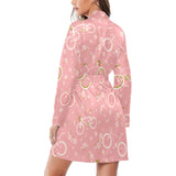 Bicycle Pattern Print Design 02 Women's Long Sleeve Belted Night Robe