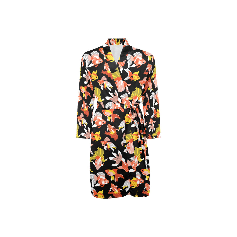 Goldfish Pattern Print Design 03 Men's Long Sleeve Belted Night Robe