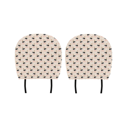 Ostrich Pattern Print Design 05 Car Headrest Cover