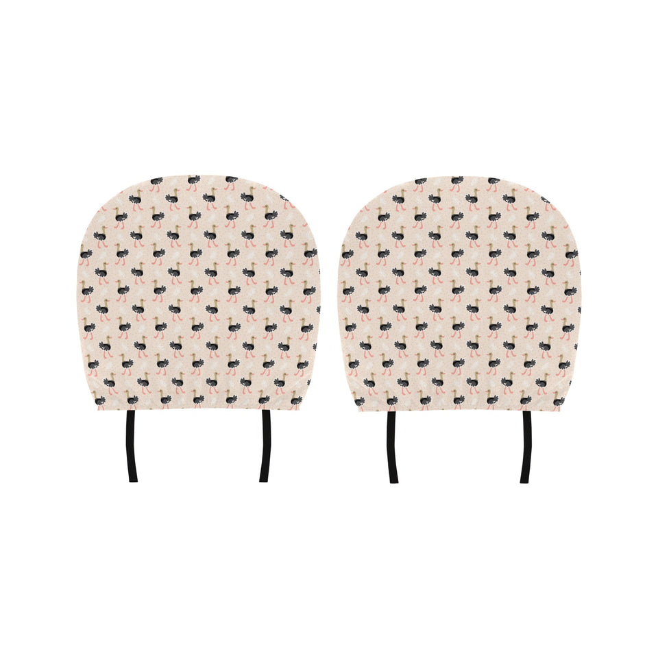 Ostrich Pattern Print Design 05 Car Headrest Cover