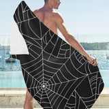 Spider web pattern Black background white cobweb Beach Towel