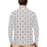 Hippopotamus Pattern Print Design 05 Men's Long Sleeve Polo Shirt