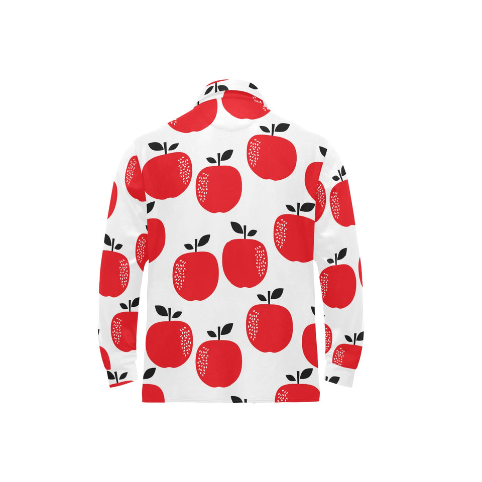 red apples white background Men's Long Sleeve Polo Shirt