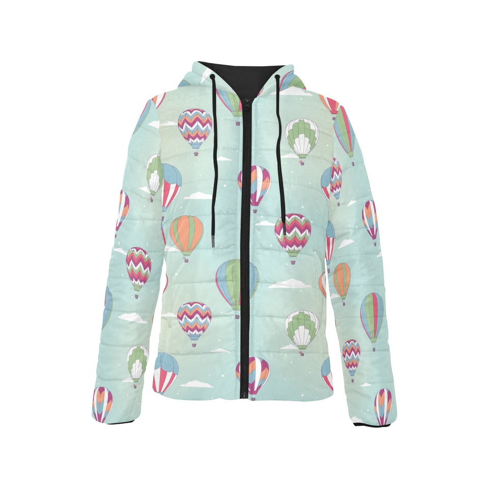 Hot Air Balloon design Pattern Women's Padded Hooded Jacket