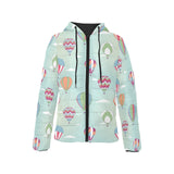 Hot Air Balloon design Pattern Women's Padded Hooded Jacket