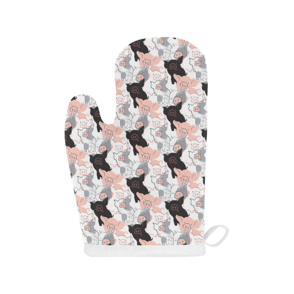Pig Pattern Print Design 05 Heat Resistant Oven Mitts