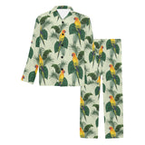 Beautiful parrot palm leaves pattern Men's Long Pajama Set