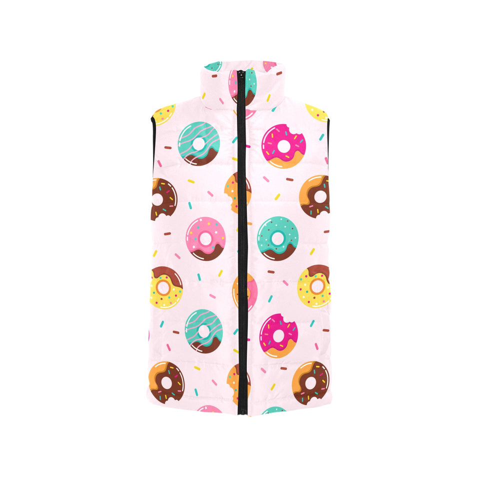 Donut pattern glaze pink background Women's Padded Vest