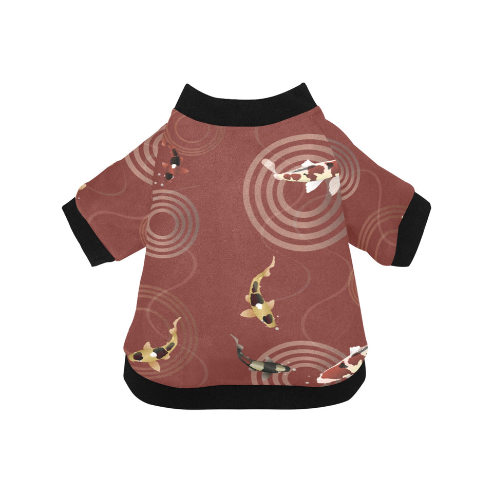 Koi Fish Carp Fish red background All Over Print Pet Dog Round Neck Fuzzy Shirt