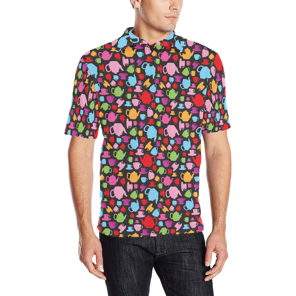 Tea pots Pattern Print Design 01 Men's All Over Print Polo Shirt