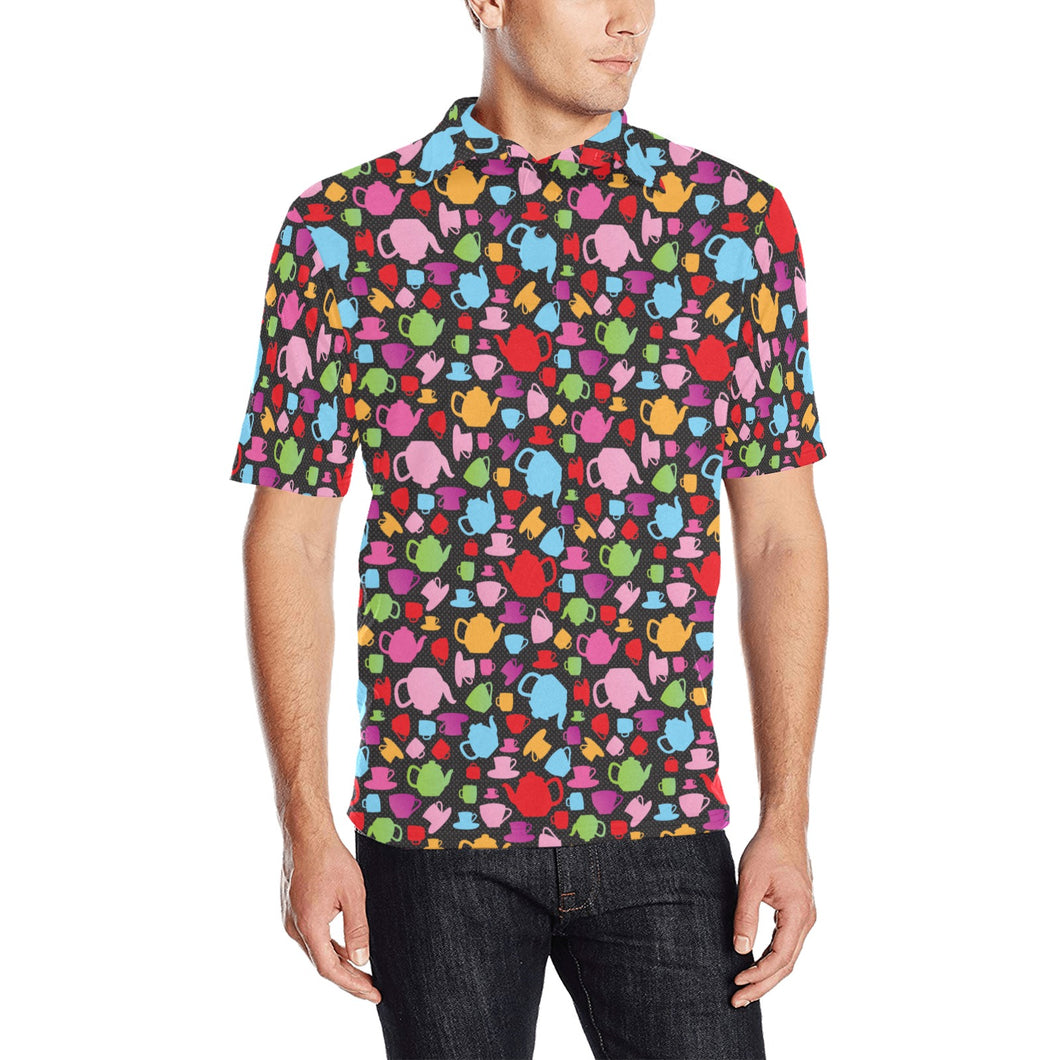 Tea pots Pattern Print Design 01 Men's All Over Print Polo Shirt